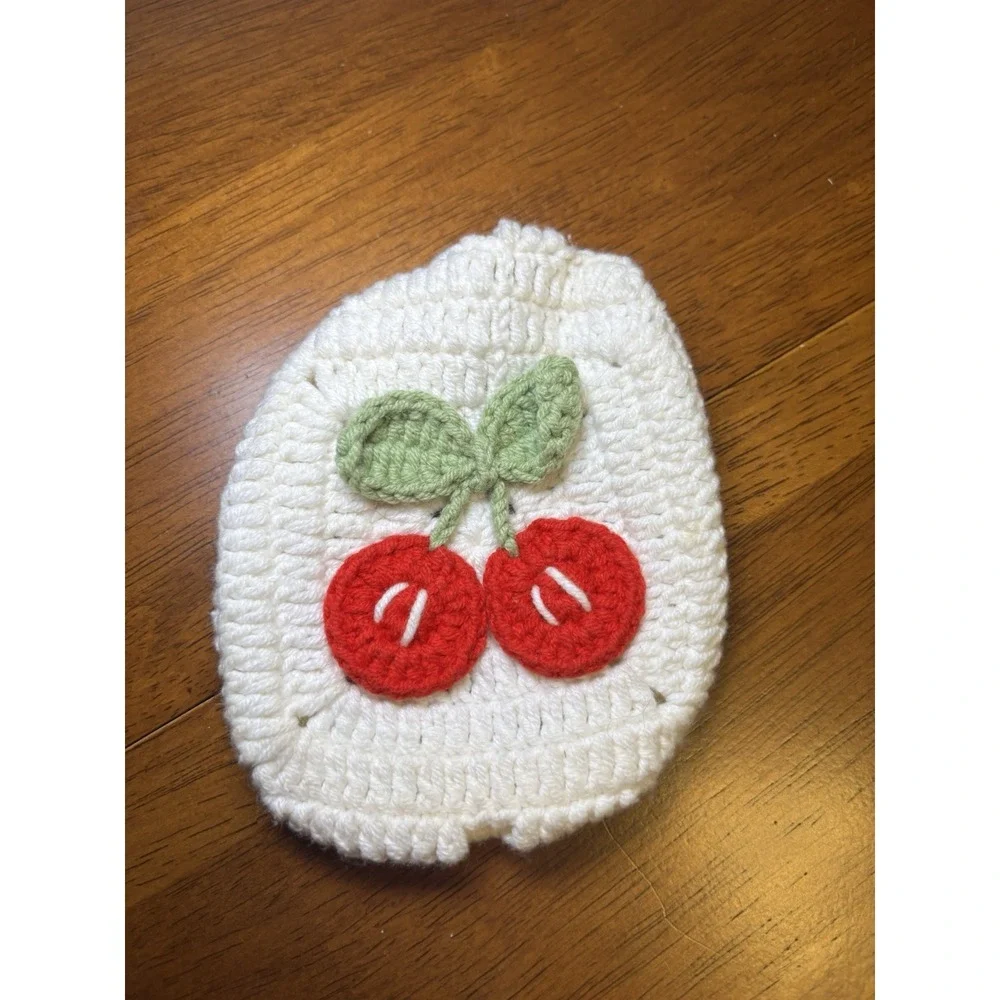 Cherry Crochet Ivory And Red Yarn Apple AirPod Max Covers